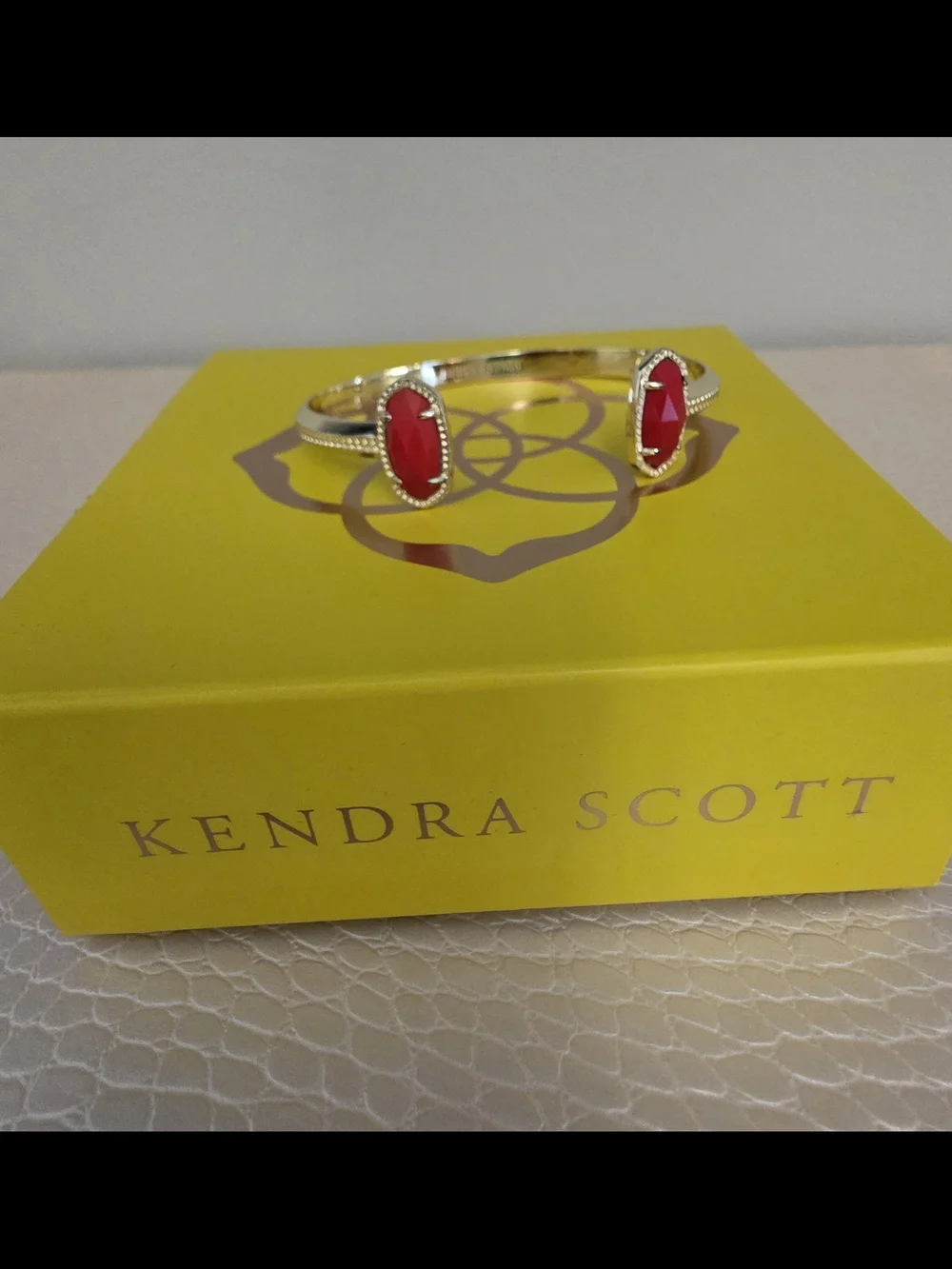 Kendra Scott Red Rayne Tassel Necklace, Earrings & Cuff Set - Gold Tone